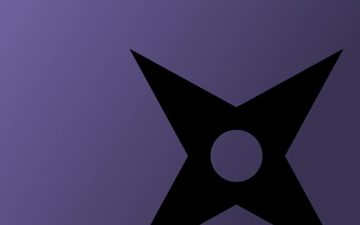 Purple and black gradient background with a 4 point star with a hole in the middle