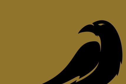 Golden background with a silhouette of a black bird bottom right